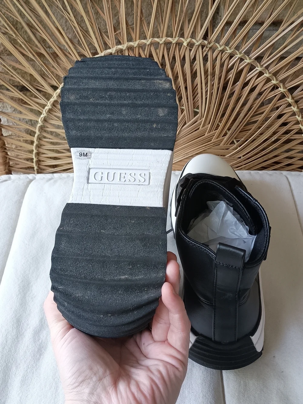 GUESS Women's Black High-Top Sneakers with White Toe Cap_9